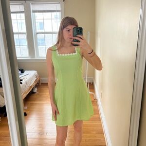 Vintage 60's Gingham Green Dress (Size S)